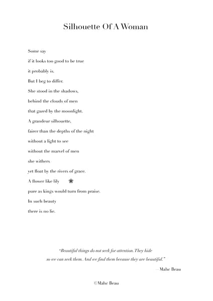 Silhouette of a Woman. 500g with complimentary poem & picture™