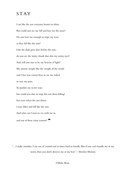 stay poem by mahc beau